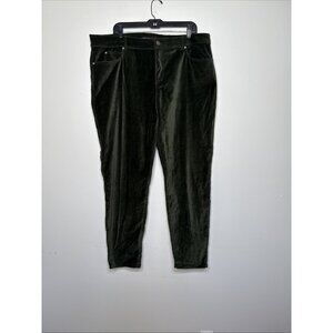 Peruvian Connection ZOE Velveteen Velvet Green Jeans Pants Sz 18 Straight Leg
